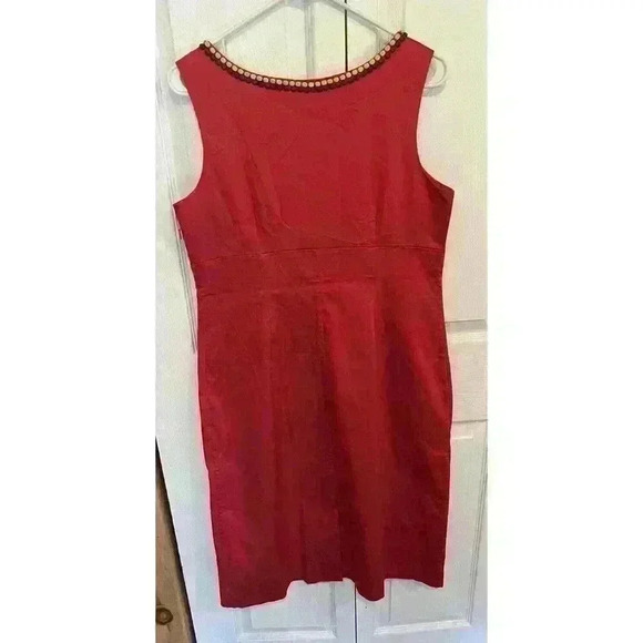 Boden Shift Dress Beaded Floral Embroidered Pink Sz 10L Sleeveless - Picture 9 of 10